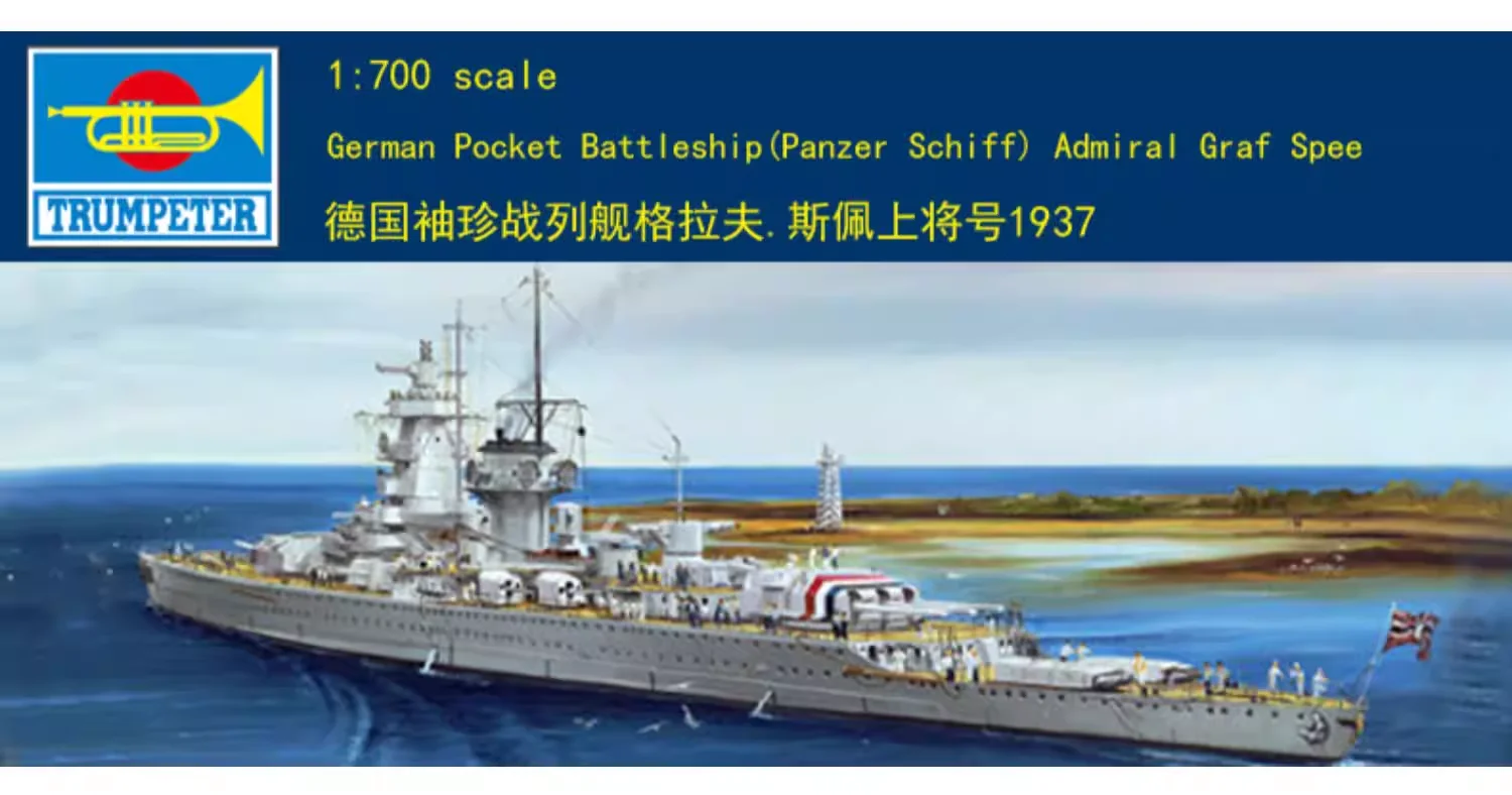 Trumpeter 05773 German Pocket Battleship Admiral Graf Spee 1937 1/700 Assembled Scale Model Kit DIY Toy,for Birthday Gift
Trumpeter 05773 German Pocket Battleship Admiral Graf Spee 1937 1/700 Assembled Scale Model Kit DIY Toy,for Birthday Gift