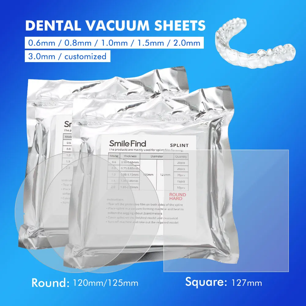 D125mm Dental Orthodontic Splint Retainer Vacuum Forming Sheet Soft/ Hard Plastic 0.8/1/1.5/2/3mm Round Thermoforming Material
D125mm Dental Orthodontic Splint Retainer Vacuum Forming Sheet Soft/ Hard Plastic 0.8/1/1.5/2/3mm Round Thermoforming Material