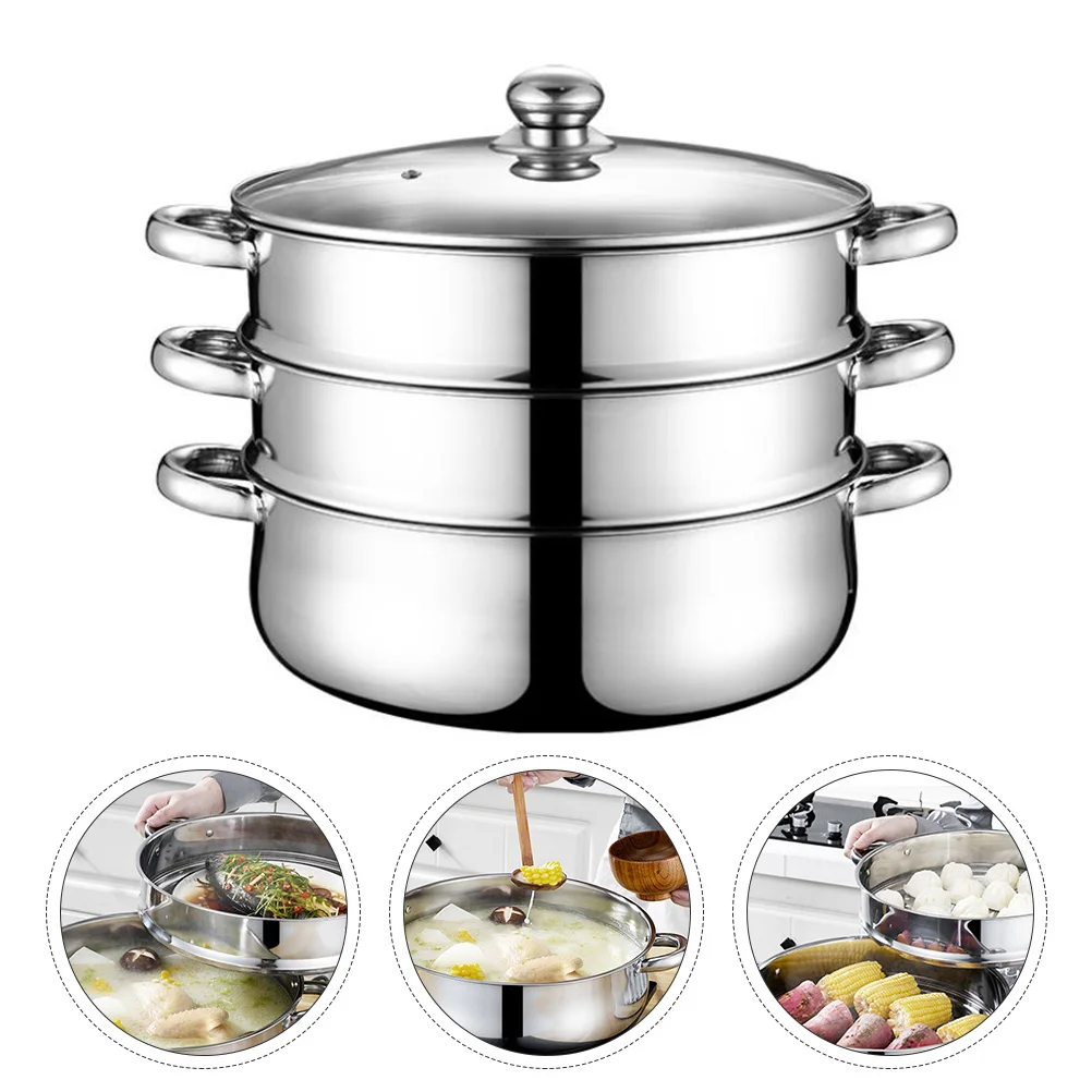 Stainless Steel Steam Hot Pot Steamer Metal Soup Steaming Cooker Three Layer Home
Stainless Steel Steam Hot Pot Steamer Metal Soup Steaming Cooker Three Layer Home