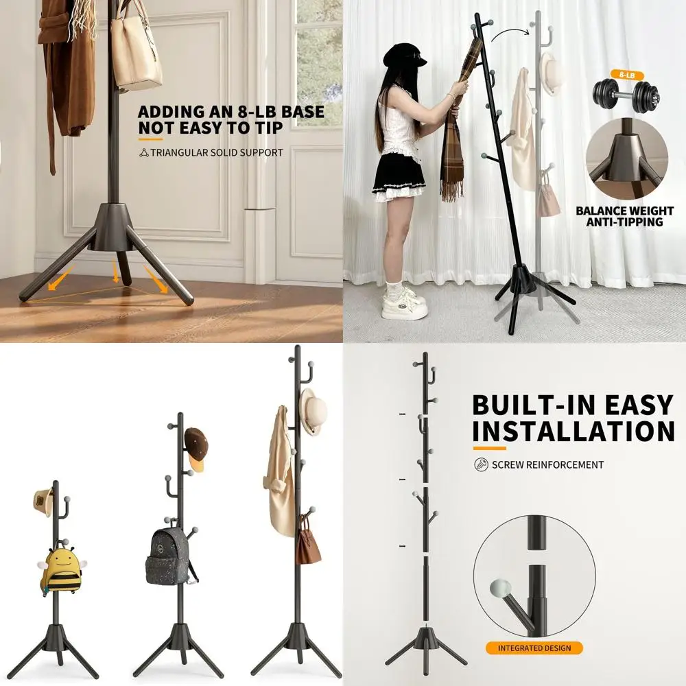 Sturdy Metal Coat Rack with 8 Hooks and 8LB Weighted Base for Entryway, Bedroom, or Office
Sturdy Metal Coat Rack with 8 Hooks and 8LB Weighted Base for Entryway, Bedroom, or Office