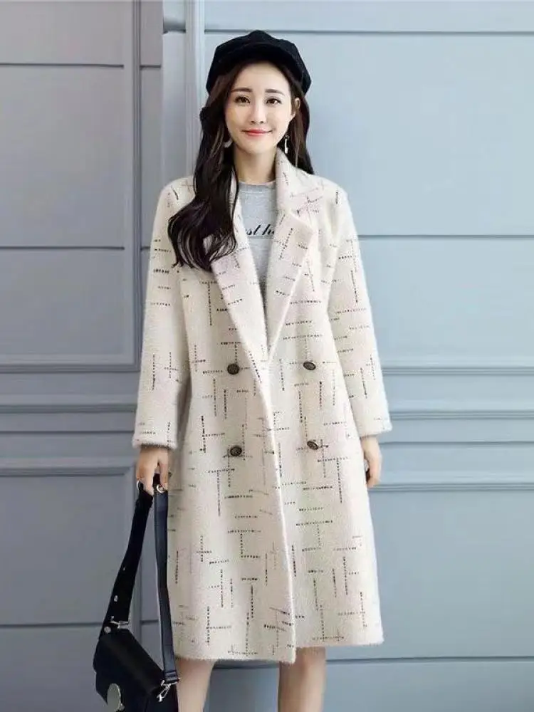 Winter Long Thick Warm Black Print Double-sided Velvet Coat Women Suit Lapel Loose Fashion 2023 White Double Breasted Versatile
Winter Long Thick Warm Black Print Double-sided Velvet Coat Women Suit Lapel Loose Fashion 2023 White Double Breasted Versatile