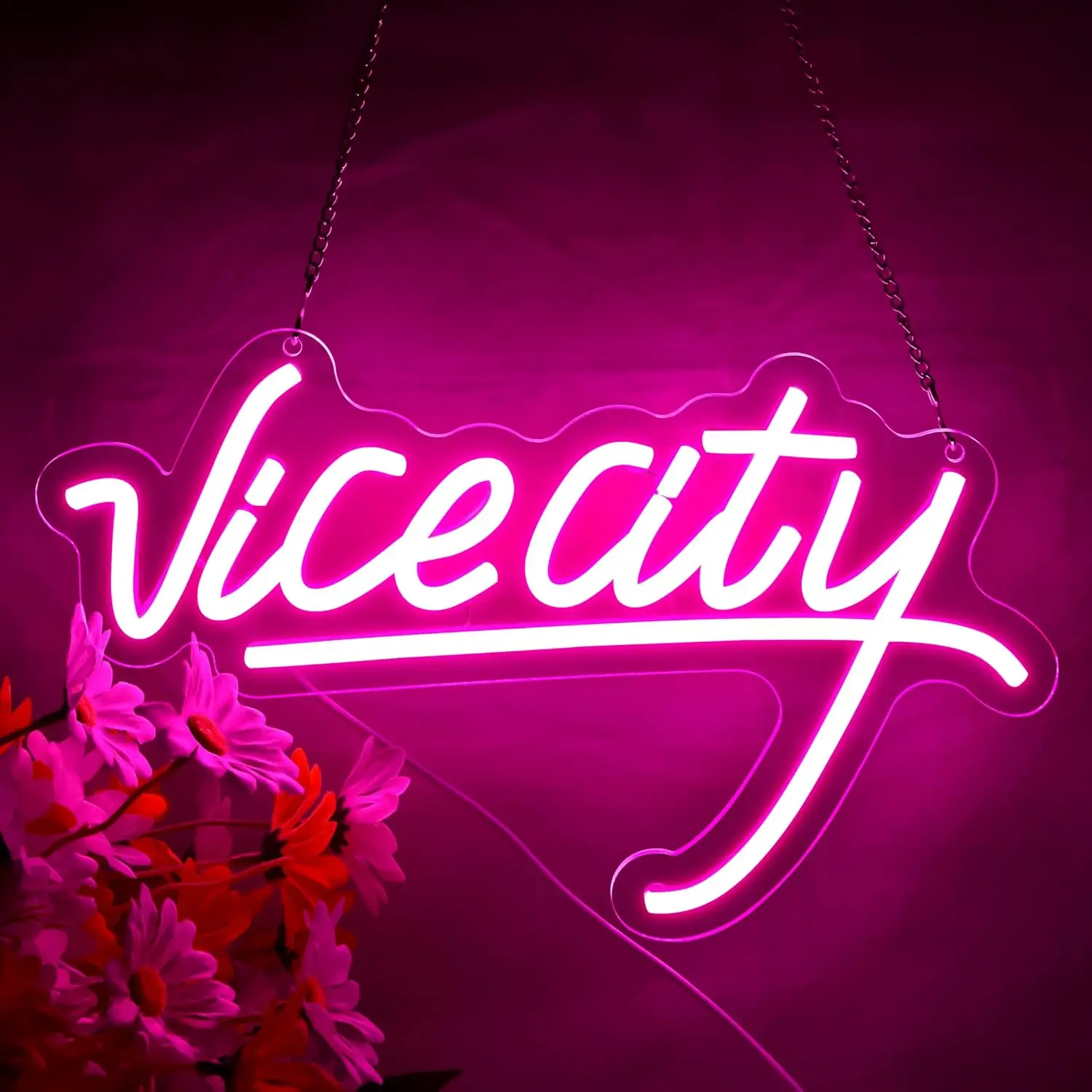 Vice City Neon Sign for Wall Decor USB Dimmable LED Neon Light for Man Cave Bar Bedroom Wall Decorations Gifts for Gamers
Vice City Neon Sign for Wall Decor USB Dimmable LED Neon Light for Man Cave Bar Bedroom Wall Decorations Gifts for Gamers
