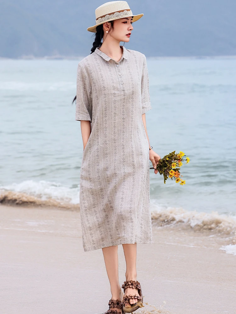100% Linen Women Casual Long Dress New Arrival 2026 Summer Turn-down Collar Vintage Print Ladies Elegant Vacation Dresses M2432
100% Linen Women Casual Long Dress New Arrival 2026 Summer Turn-down Collar Vintage Print Ladies Elegant Vacation Dresses M2432