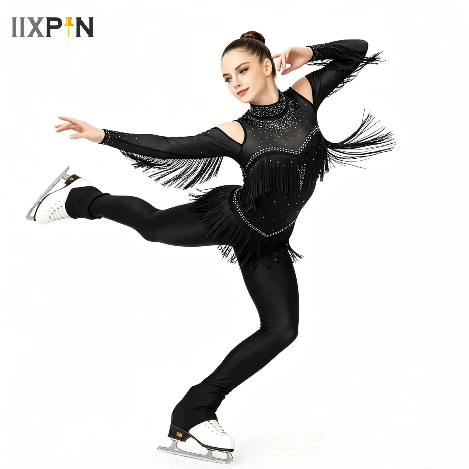 Women Jazz Latin Tango Dance Jumpsuit Shiny Rhinestones Figure Skating Costume Sleeveless Tassel Ruffles Bell-Bottom Bodysuit
Women Jazz Latin Tango Dance Jumpsuit Shiny Rhinestones Figure Skating Costume Sleeveless Tassel Ruffles Bell-Bottom Bodysuit