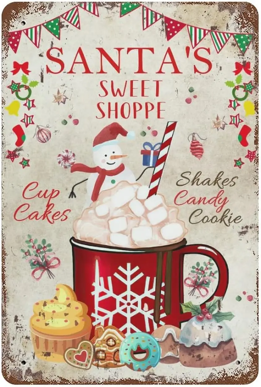 Christmas Tin Signs Vintage Retro Christmas Sweet Shop with Snowman Iron Painting for Indoor & Outdoor Home Bar Kitchen
Christmas Tin Signs Vintage Retro Christmas Sweet Shop with Snowman Iron Painting for Indoor & Outdoor Home Bar Kitchen