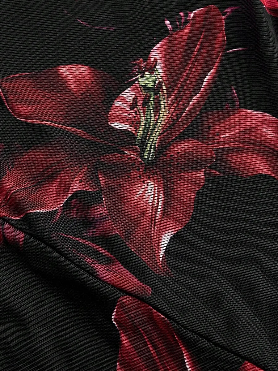 Black And Red Floral Print Women Long Evening Dress Boho Style Party Gown
Black And Red Floral Print Women Long Evening Dress Boho Style Party Gown
