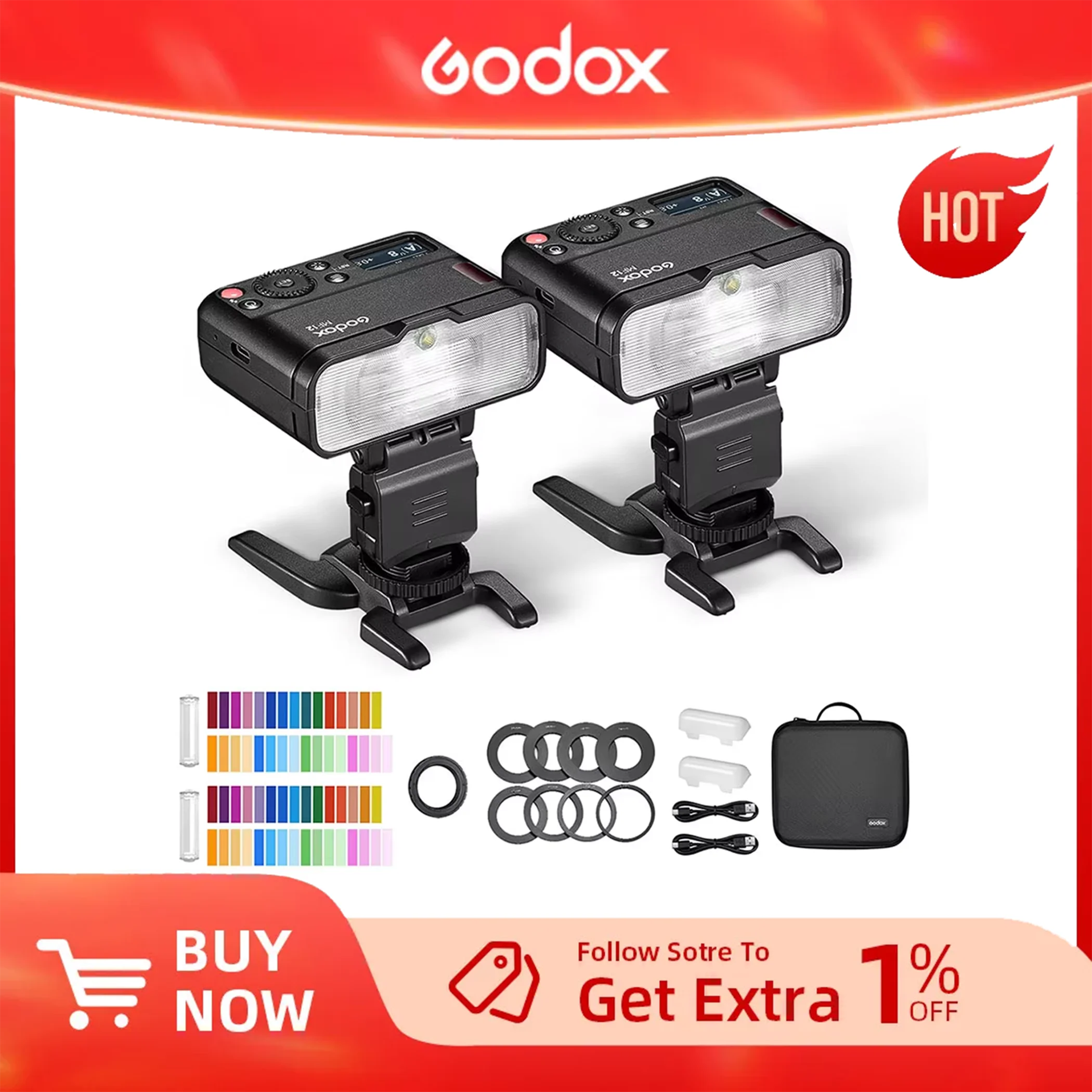 Godox MF12-K2 Macro Flash 2 Light Kit Mini Speedlite built-in Godox X System TTL Flash + Color Filter Diffuser for Macro Shots 
Godox MF12-K2 Macro Flash 2 Light Kit Mini Speedlite built-in Godox X System TTL Flash + Color Filter Diffuser for Macro Shots