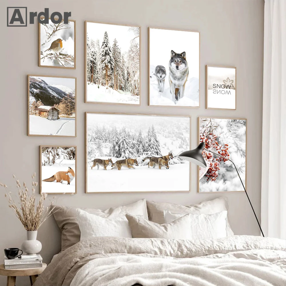 Winter Landscape Snow Canvas Painting Bird Wolf Elk Poster House Forest Print Nordic Wall Art Pictures Living Room Home Decor
Winter Landscape Snow Canvas Painting Bird Wolf Elk Poster House Forest Print Nordic Wall Art Pictures Living Room Home Decor