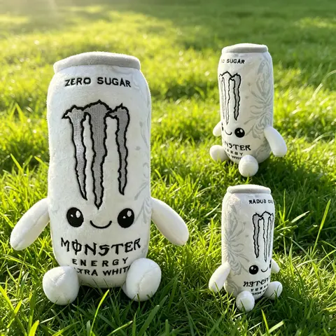 Simulation White Energy Drink Can Shaped Plush Toy Zero Sugar Theme Soft Stuffed Doll Desktop Ornament Holiday Gift For Fans