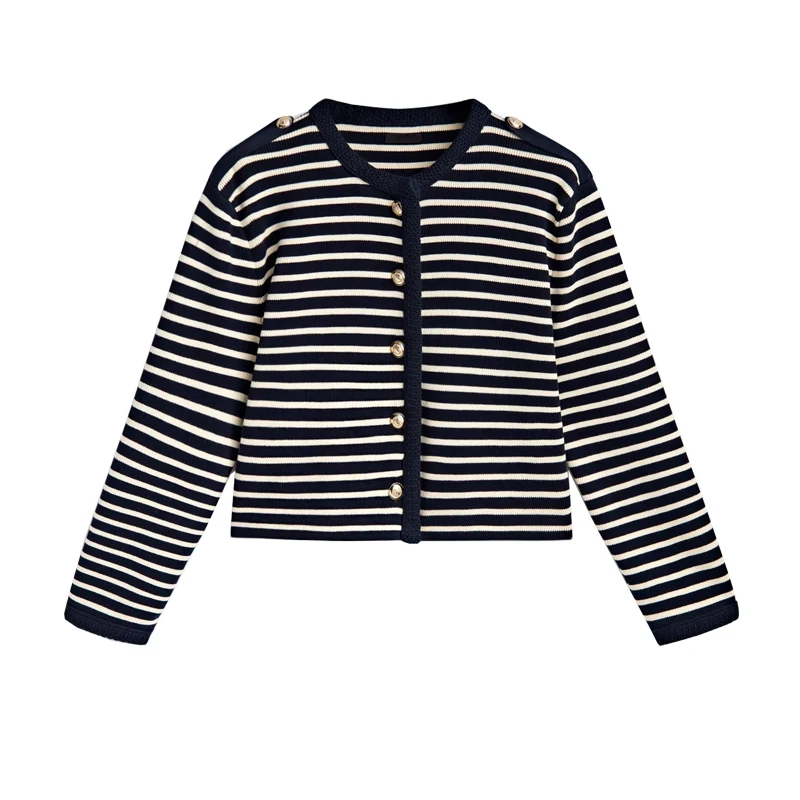 Spring New Women's British Style Short Knitted Jacket Striped Button up Gold Buttoned Sweater High Collar Long Sleeve Regular...
Spring New Women's British Style Short Knitted Jacket Striped Button up Gold Buttoned Sweater High Collar Long Sleeve Regular...
