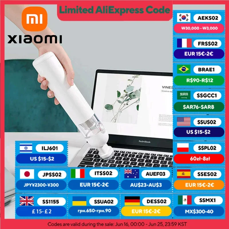 Вертикальный/ручной пылесос Xiaomi, 120 Вт, беспроводной, сухая уборка, циклонный контейнер
Вертикальный/ручной пылесос Xiaomi, 120 Вт, беспроводной, сухая уборка, циклонный контейнер