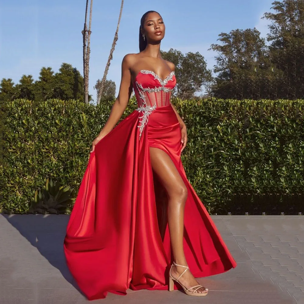Msikoods Sexy Red Prom Dress 2025 Customized Evening Dresses Beads Illusion High Split Satin Formal Occasion Dress For Parties
Msikoods Sexy Red Prom Dress 2025 Customized Evening Dresses Beads Illusion High Split Satin Formal Occasion Dress For Parties