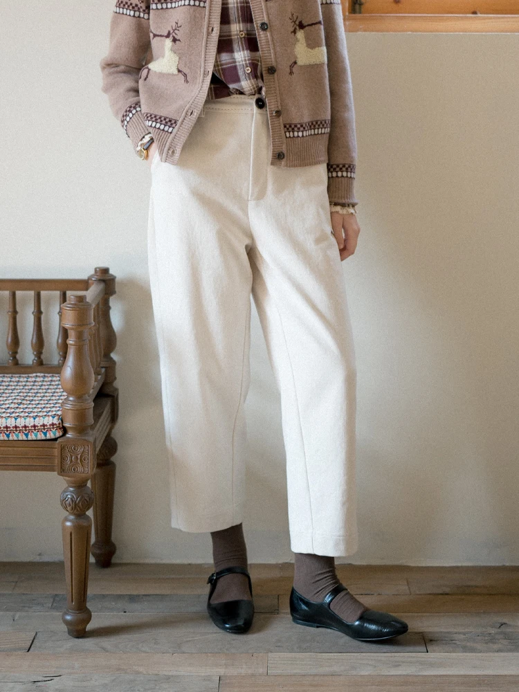 Marchnoon Versatile Beige Casual Pants Brushed Cotton Straight Leg mid High Waist Slimming Long Pants Women's Fashion
Marchnoon Versatile Beige Casual Pants Brushed Cotton Straight Leg mid High Waist Slimming Long Pants Women's Fashion