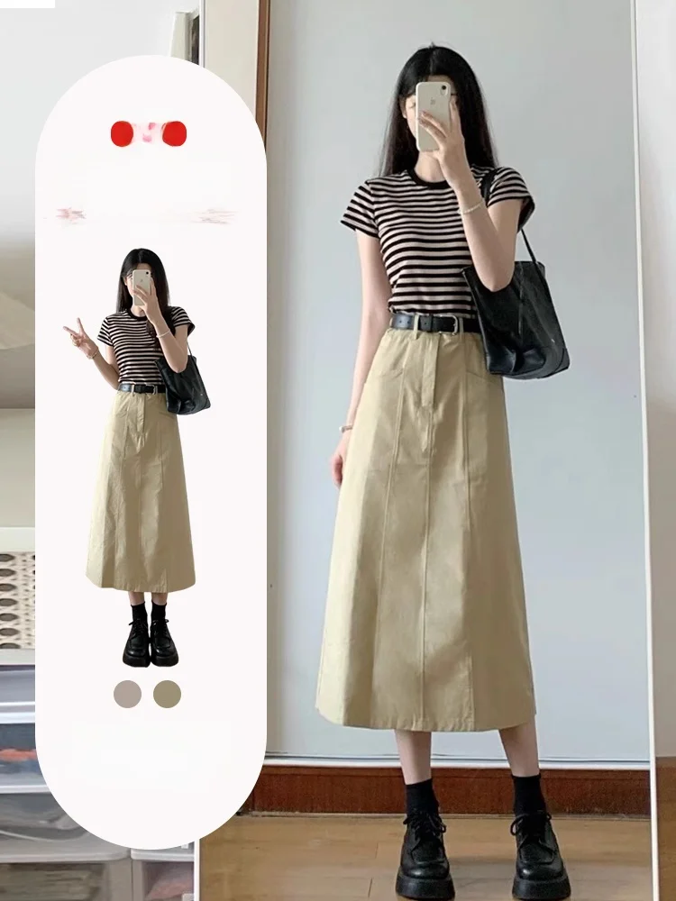 Summer Sweet And Salty Style Small Size Retro Hong Kong Style Striped Short Sleeve T-Shirt And Skirt Two-Piece Set Women's Fa...
Summer Sweet And Salty Style Small Size Retro Hong Kong Style Striped Short Sleeve T-Shirt And Skirt Two-Piece Set Women's Fa...