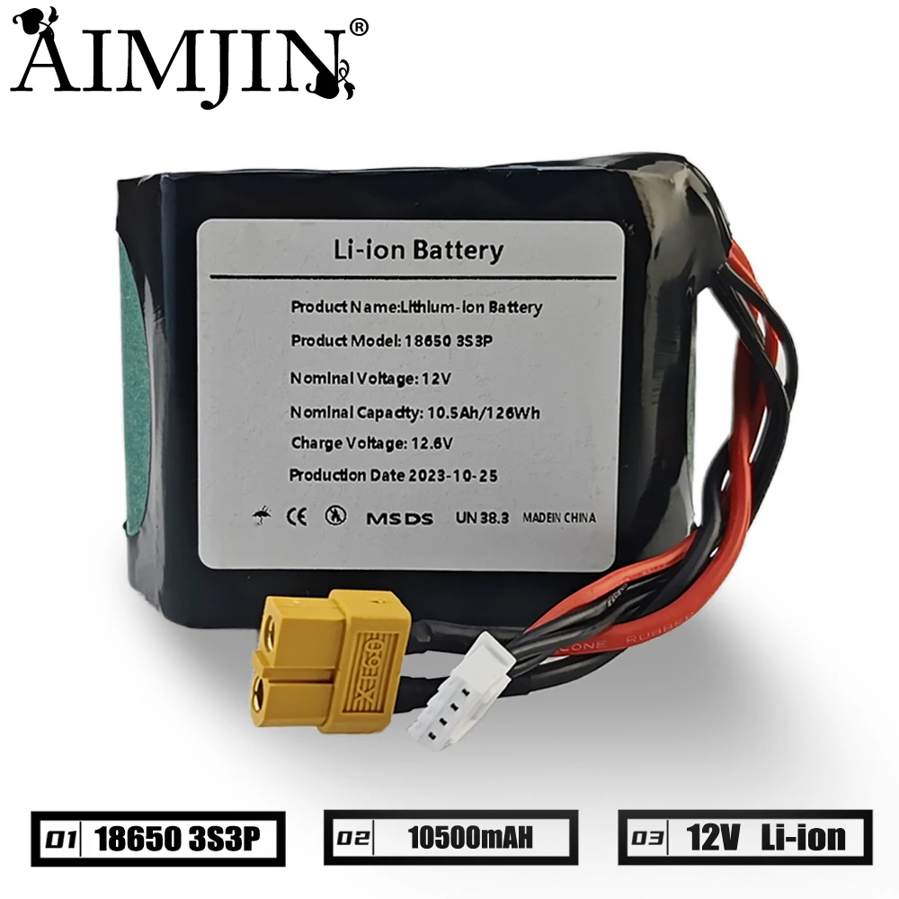 3S3P 12V 10500mAh High Capacity UAV Rechargeable Li-ion Battery For Various RC Airplane Drone Quadrotor
3S3P 12V 10500mAh High Capacity UAV Rechargeable Li-ion Battery For Various RC Airplane Drone Quadrotor