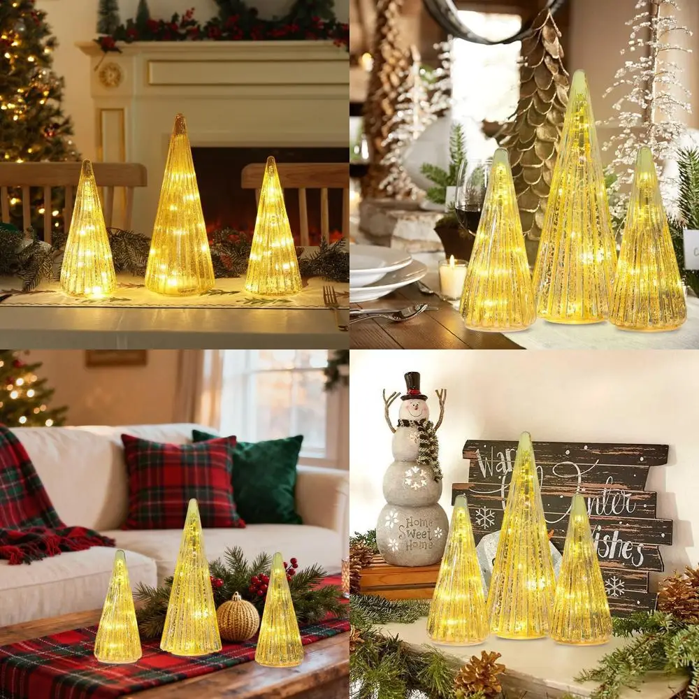 3-Piece Pre-lit Gold Glass Christmas Trees with Timer, Decorative Table Lighted Trees for Indoor Living Room and Fireplace
3-Piece Pre-lit Gold Glass Christmas Trees with Timer, Decorative Table Lighted Trees for Indoor Living Room and Fireplace