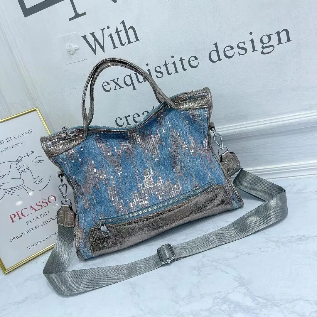 Luxury Shine Handbags Denim Bags Fashion Sequins Crossbody Bags for Women Cheap New Purses Top-handle Tote Bag Bolsa
Luxury Shine Handbags Denim Bags Fashion Sequins Crossbody Bags for Women Cheap New Purses Top-handle Tote Bag Bolsa