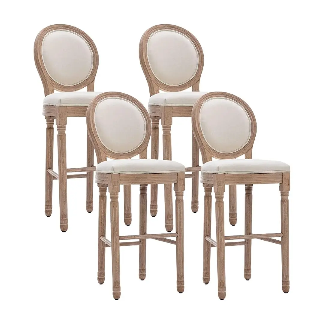 French Country Counter Height Bar Stools Set Of 4 Solid Wood Round Back Upholstered Kitchen Dining Room, Customized
French Country Counter Height Bar Stools Set Of 4 Solid Wood Round Back Upholstered Kitchen Dining Room, Customized