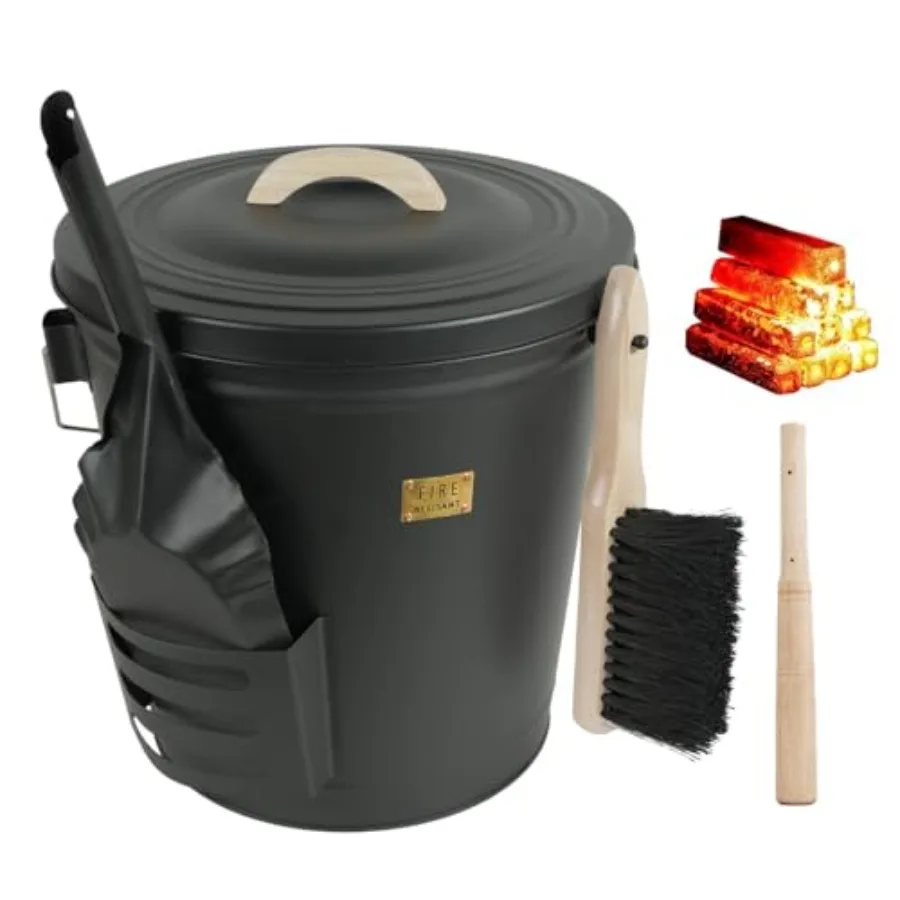 Ash Bucket with Lid and Shovel Hand Broom and Stick 5.2 Gallon Large Metal Ash Bucket for Fireplace Tools Set Fire Pits Wood Bu
Ash Bucket with Lid and Shovel Hand Broom and Stick 5.2 Gallon Large Metal Ash Bucket for Fireplace Tools Set Fire Pits Wood Bu