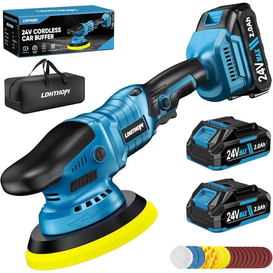 Cordless Buffer Polisher with 2×2000mAh Battery 10000RPM 1600W High Power Car Polishing Kit Featuring 6 Variable Speed Settings
Cordless Buffer Polisher with 2×2000mAh Battery 10000RPM 1600W High Power Car Polishing Kit Featuring 6 Variable Speed Settings