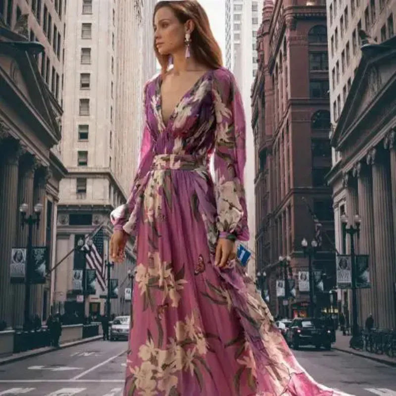 Elegant Style Fairy Kimono Dresses Summer New Flower Printing V-Neck Lantern Sleeve Slim Chiffon Thin Japanese Style Long Dress
Elegant Style Fairy Kimono Dresses Summer New Flower Printing V-Neck Lantern Sleeve Slim Chiffon Thin Japanese Style Long Dress