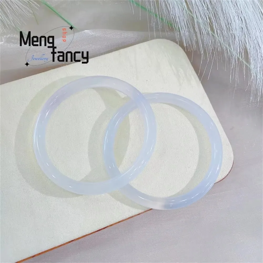 Natural Ice Agate Chalcedony White Moonlight Thin Round Strip Lychee Jelly Bangle Female High-grade Luxury Fashion Fine Jewelry
Natural Ice Agate Chalcedony White Moonlight Thin Round Strip Lychee Jelly Bangle Female High-grade Luxury Fashion Fine Jewelry