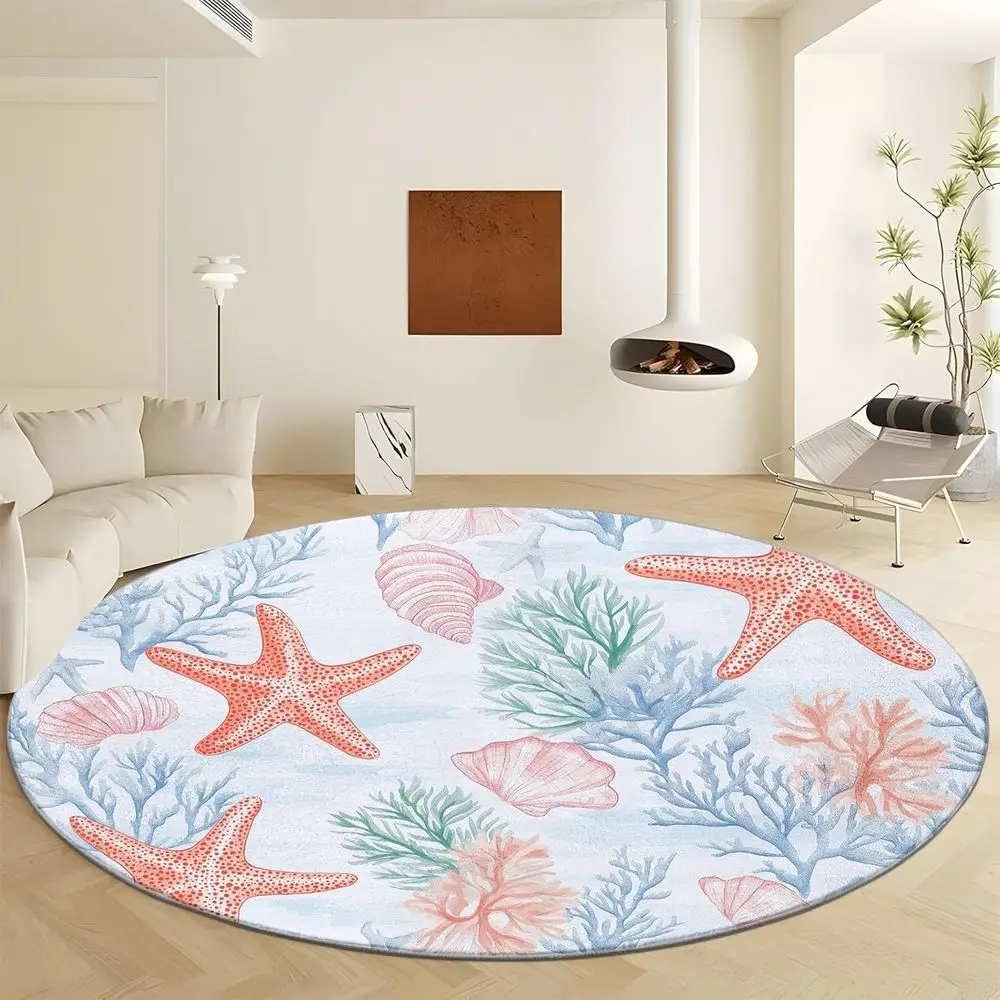 7' x 7' Round Watercolor Coral Star Area Rug, Stylish Washable Low Pile for Bedroom, Living Room, Kids Room, and Bathroom Decor
7' x 7' Round Watercolor Coral Star Area Rug, Stylish Washable Low Pile for Bedroom, Living Room, Kids Room, and Bathroom Decor