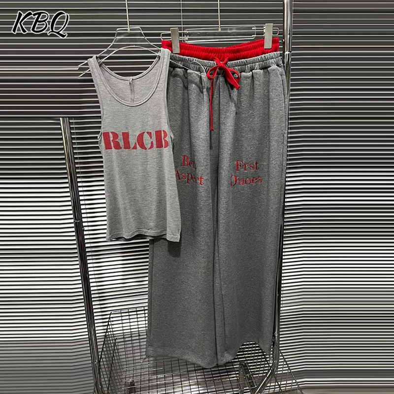 KBQ Hit Color Sports Sets For Women Round Neck Sleeveless Vest High Waist Spliced Lace Up Loose Pants Chic loose Set Female New
KBQ Hit Color Sports Sets For Women Round Neck Sleeveless Vest High Waist Spliced Lace Up Loose Pants Chic loose Set Female New