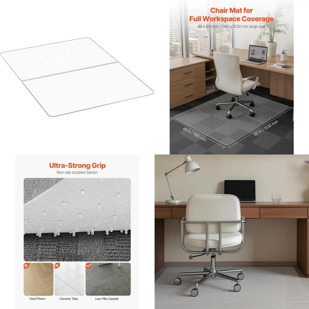 Clear Chair Mat, 46 x 60 for Low Pile Carpet, Non-Slip, Easy Clean, Smooth Glide Desk Rug Protector
Clear Chair Mat, 46 x 60 for Low Pile Carpet, Non-Slip, Easy Clean, Smooth Glide Desk Rug Protector
