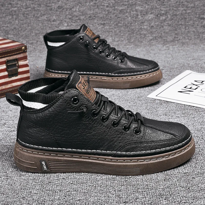 Men's Black Sport Work Shoes Summer 2026 New Casual High Help Board Shoes Fashionable Wear-Resistant Laced round Toe Flat Heel
Men's Black Sport Work Shoes Summer 2026 New Casual High Help Board Shoes Fashionable Wear-Resistant Laced round Toe Flat Heel