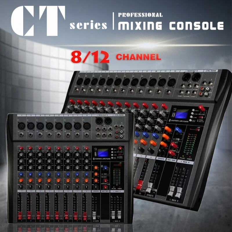 Small Audio Mixer with Bluetooth 8-Channel USB Sound Card 48V Phantom Power 3-Band EQ 6 Music Modes for Live Streaming Recording
Small Audio Mixer with Bluetooth 8-Channel USB Sound Card 48V Phantom Power 3-Band EQ 6 Music Modes for Live Streaming Recording
