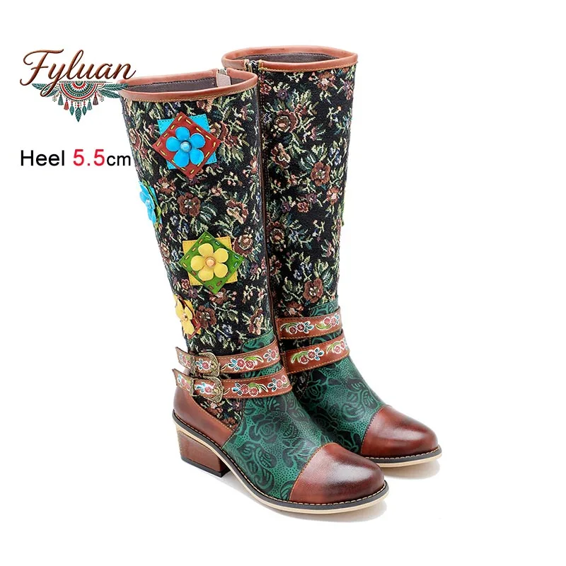Women Coarse Heel Knee Length Boots Vintage Hand Rubbed Color Splicing Three-dimensional Flowers Lady Shoes Casual Long Boots
Women Coarse Heel Knee Length Boots Vintage Hand Rubbed Color Splicing Three-dimensional Flowers Lady Shoes Casual Long Boots