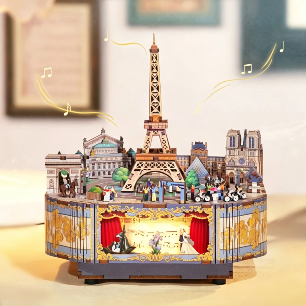 Paris Music Box Wooden Model Building Kits Paris Street View Assembled 3D Jigsaw Puzzles for Friends Birthday Gifts Home Decor
Paris Music Box Wooden Model Building Kits Paris Street View Assembled 3D Jigsaw Puzzles for Friends Birthday Gifts Home Decor
