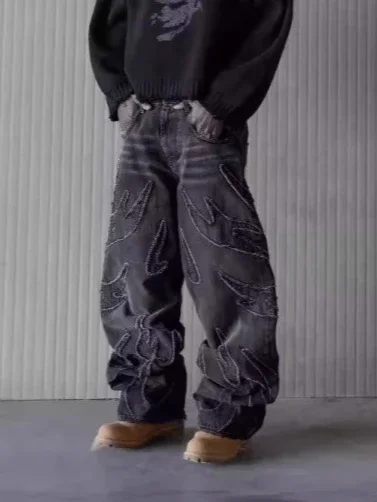 Мужские джинсовые брюки, джинсы, широкие брюки, длинные джинсы, лоскутные карманы, уличная одежда, потертые потертые брюки со средней талией, винтажные
Мужские джинсовые брюки, джинсы, широкие брюки, длинные джинсы, лоскутные карманы, уличная одежда, потертые потертые брюки со средней талией, винтажные