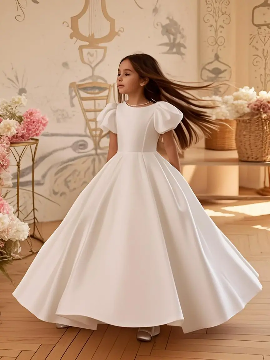 Customized Ivory Flower Girl Dress for Beading Wedding Satin Short Sleeves Elegant Quinceanera Princess First Communion Gown
Customized Ivory Flower Girl Dress for Beading Wedding Satin Short Sleeves Elegant Quinceanera Princess First Communion Gown