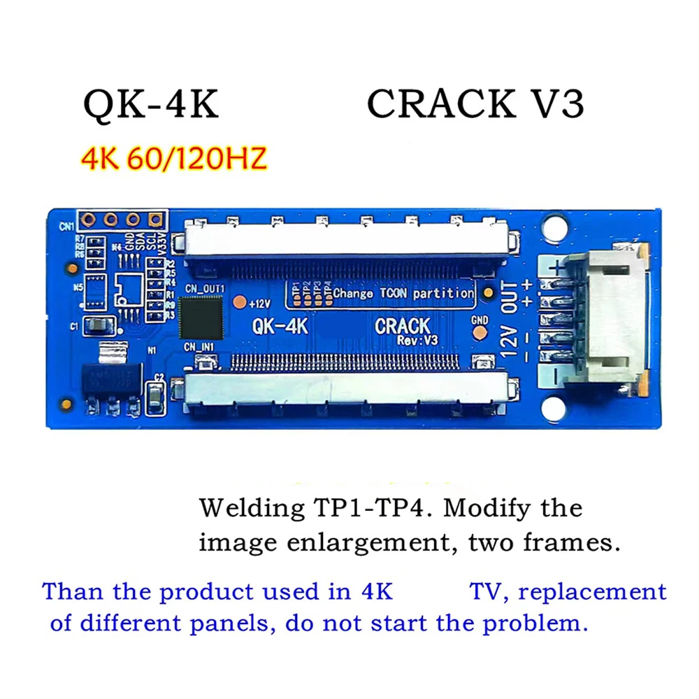 QK-4K for 4K TV repair replace the LCD conversion board to solve the problem of not turning on 4K UHD 60HZ 120HZ
QK-4K for 4K TV repair replace the LCD conversion board to solve the problem of not turning on 4K UHD 60HZ 120HZ