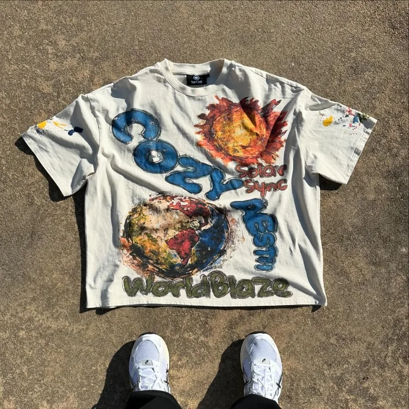 American High Street vintage round neck cotton short sleeve T-shirt men Y2k letter print Harajuku fashion casual couple shirt
American High Street vintage round neck cotton short sleeve T-shirt men Y2k letter print Harajuku fashion casual couple shirt