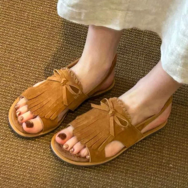 Sandals Women's Open Toe Tassel Bow Comfort Flat Sole 2026 Summer Vacation Soft Bottom Casual Beach Handmade Slides Women Shoes
Sandals Women's Open Toe Tassel Bow Comfort Flat Sole 2026 Summer Vacation Soft Bottom Casual Beach Handmade Slides Women Shoes