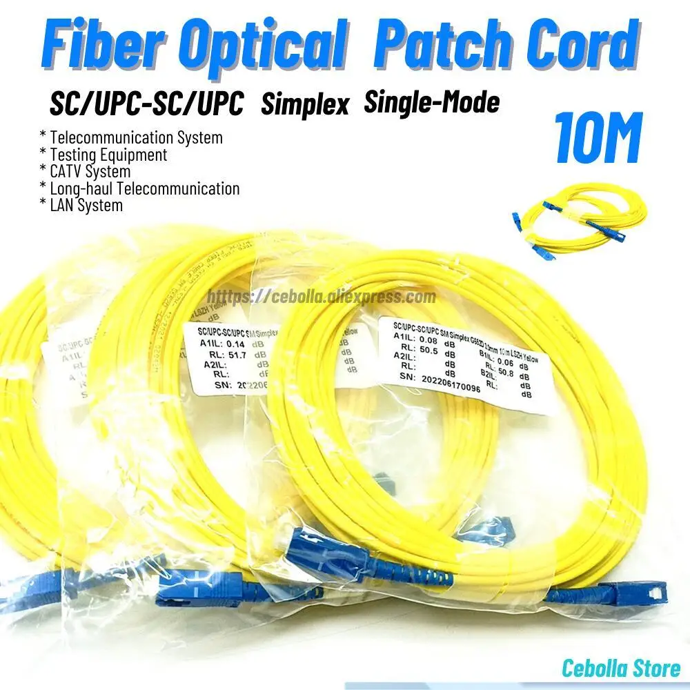 Fiber Optic Patch Cable SC/UPC-SC/UPC FTTH Single Mode Indoor Patch Cord Extension Cable 10M Fibra Optica Jumper
Fiber Optic Patch Cable SC/UPC-SC/UPC FTTH Single Mode Indoor Patch Cord Extension Cable 10M Fibra Optica Jumper