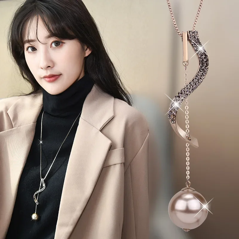 New simple accessories for autumn and winter, long necklaces for women, decorated geometric pearl sweater chains
New simple accessories for autumn and winter, long necklaces for women, decorated geometric pearl sweater chains