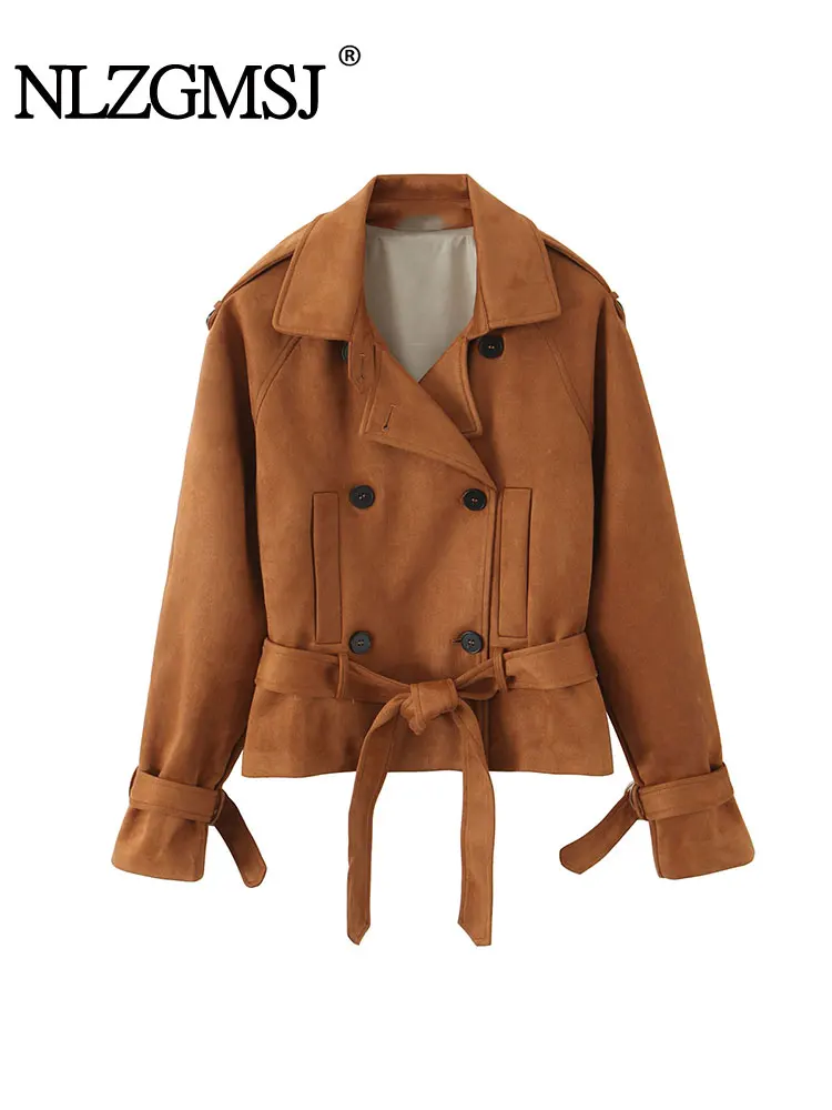 NLZGMSJ Casual Chic Women Suede Trench Jackets Solid Belt Double Breasted Short Coat Fashion 2025 Autumn Winter Coat
NLZGMSJ Casual Chic Women Suede Trench Jackets Solid Belt Double Breasted Short Coat Fashion 2025 Autumn Winter Coat