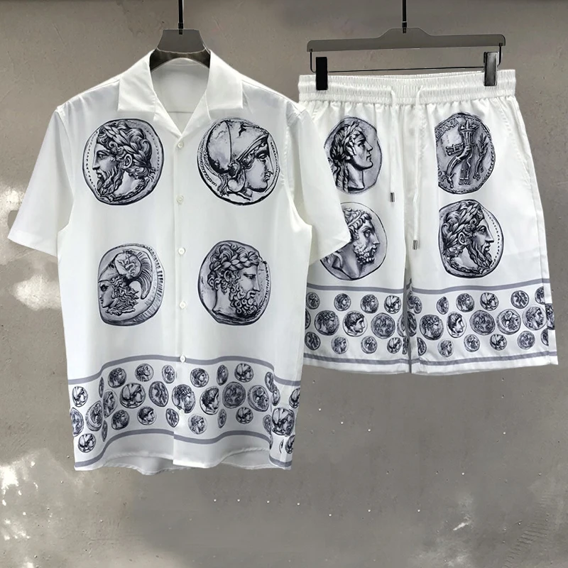 Summer Men Short Sleeve Set Button Down Shirt Vintage Hawaiian Shirt Hip Hop Lapel Artistic Portrait Print Beach Shirt+Short
Summer Men Short Sleeve Set Button Down Shirt Vintage Hawaiian Shirt Hip Hop Lapel Artistic Portrait Print Beach Shirt+Short