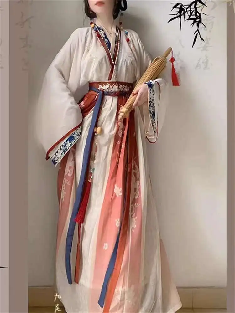 Hanfu Women Wei Jin Style Cross Collar One-Piece Qi Waist Ru Skirt Chinese Style Modified Ancient Costume
Hanfu Women Wei Jin Style Cross Collar One-Piece Qi Waist Ru Skirt Chinese Style Modified Ancient Costume