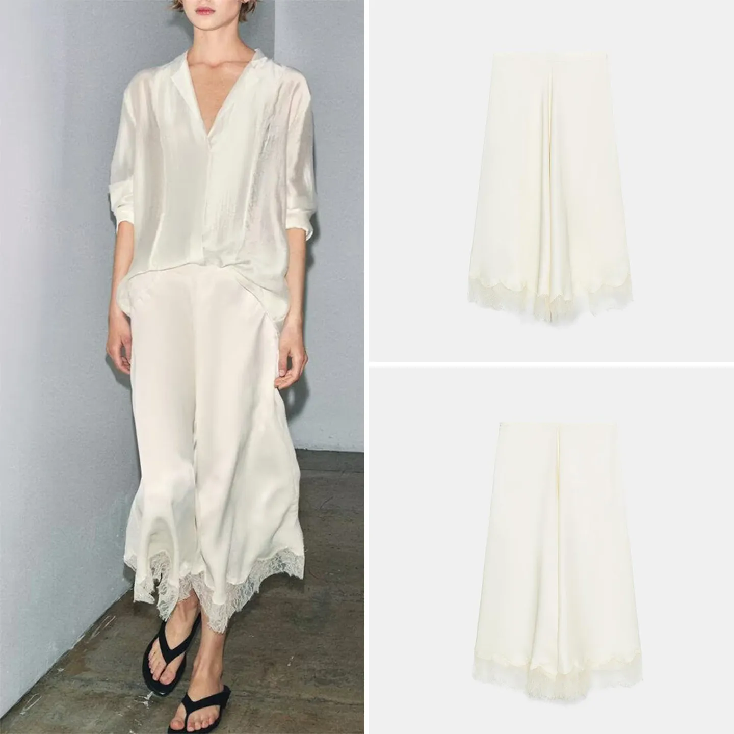 Fashionable Lace Trim Satin Feel A-Line Skirt Women's Spring 2026 Standard Fit mid Waist Other Material Other Process
Fashionable Lace Trim Satin Feel A-Line Skirt Women's Spring 2026 Standard Fit mid Waist Other Material Other Process