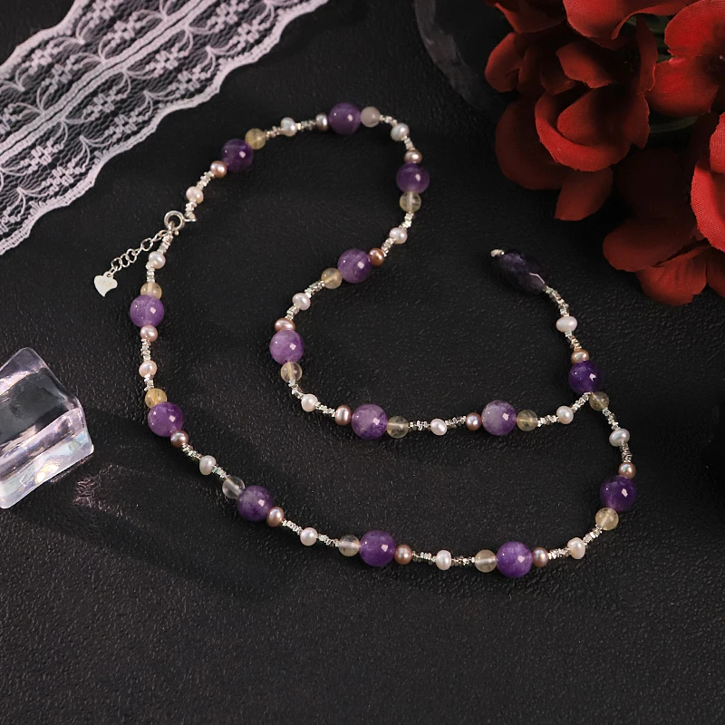 GLSEEVO Natural Freshwater Pearl Amethyst Necklace for Women Daily Wear Holiday Party Pearl Crystal Necklace Fashion Jewelry
GLSEEVO Natural Freshwater Pearl Amethyst Necklace for Women Daily Wear Holiday Party Pearl Crystal Necklace Fashion Jewelry