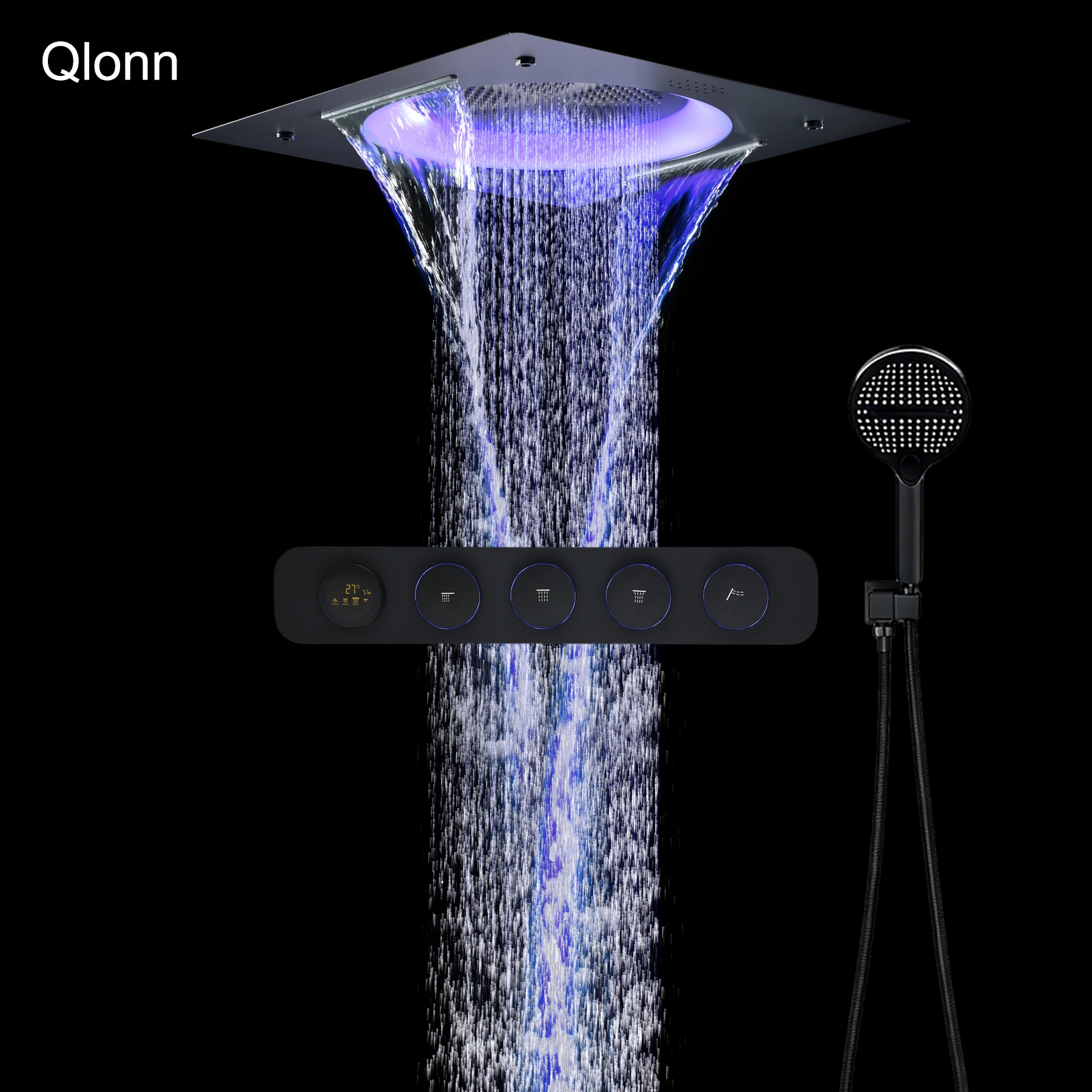 Qlonn Bathroom Smart Shower Set LED Music Embedded 550*550mm Shower Head 4 Functions Digital Display Thermostat Divider Valve
Qlonn Bathroom Smart Shower Set LED Music Embedded 550*550mm Shower Head 4 Functions Digital Display Thermostat Divider Valve