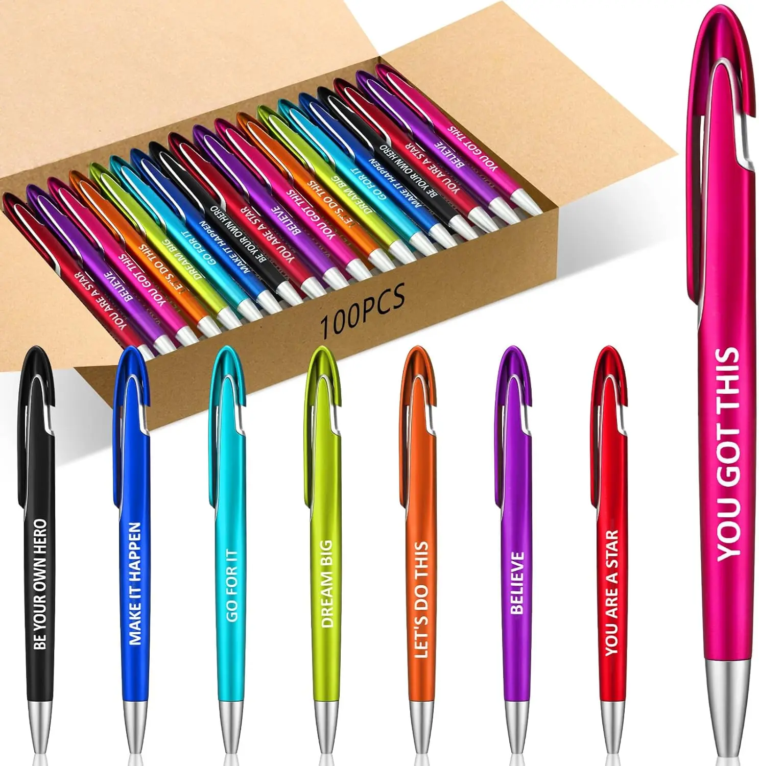 100 Pcs Inspirational Quote Ballpoint Pens Bulk, Retractable Medium Point with Black Ink for Gifts, School, Nurse, Teacher
100 Pcs Inspirational Quote Ballpoint Pens Bulk, Retractable Medium Point with Black Ink for Gifts, School, Nurse, Teacher