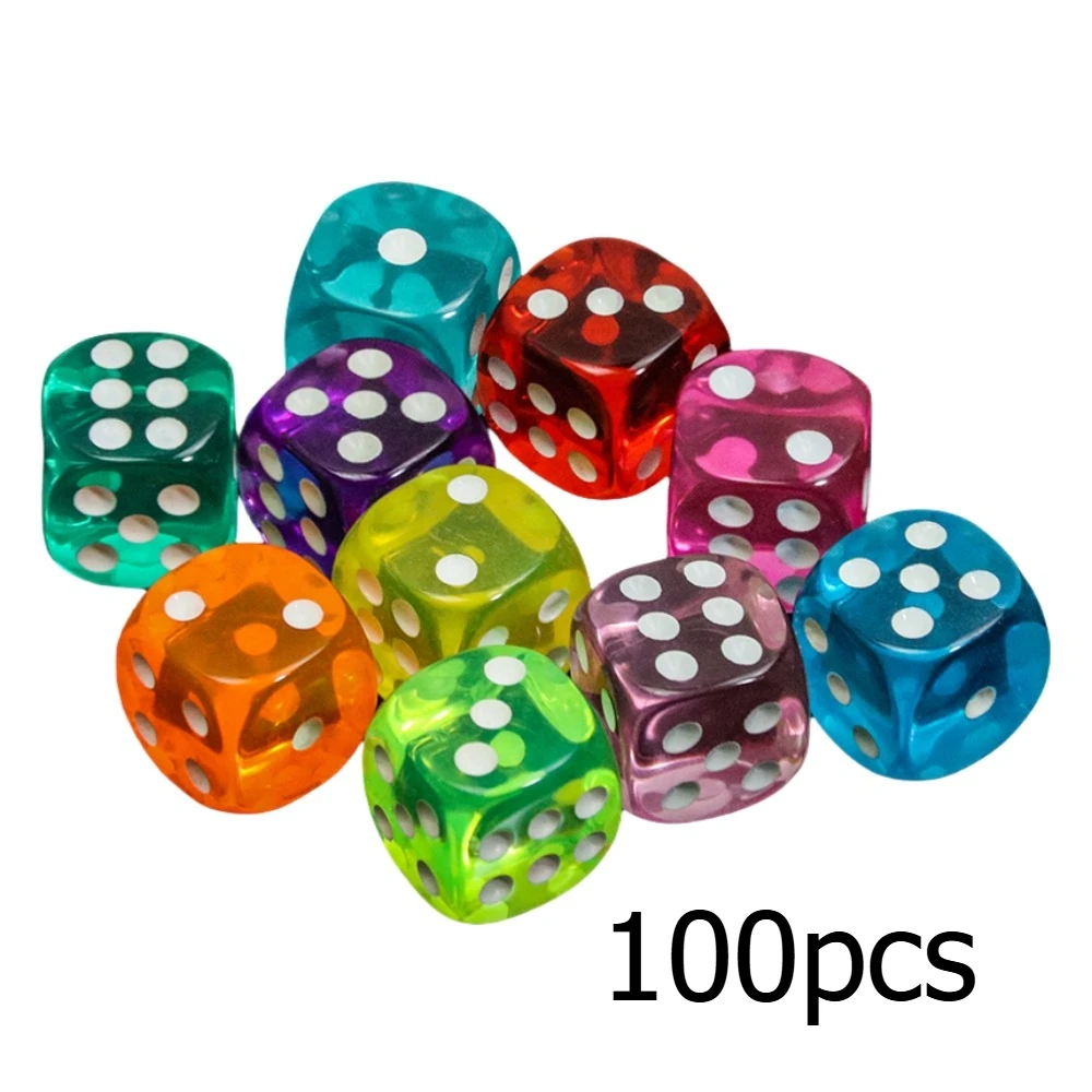 14 мм прозрачные игральные кости D6 - 100 шт. красочные 6-сторонние игральные кости для вечеринок, развлекательные кости для DND RPG, карточная игра 
14 мм прозрачные игральные кости D6 - 100 шт. красочные 6-сторонние игральные кости для вечеринок, развлекательные кости для DND RPG, карточная игра