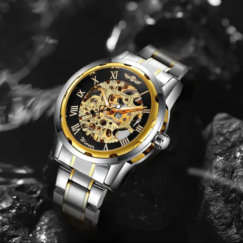 Мужские классические механические часы WINNER с золотым корпусом и ремешком из нержавеющей стали, ретро-дизайн, люксовый бренд, новые
Мужские классические механические часы WINNER с золотым корпусом и ремешком из нержавеющей стали, ретро-дизайн, люксовый бренд, новые