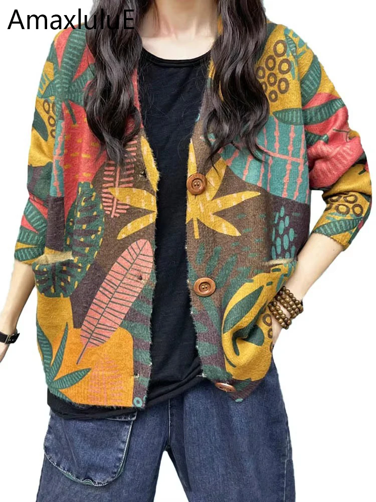 Amax luluE 2024 Korean Winter Fashion Floral Knitwear Womens Loose Warm Printed Sweaters Ladies Leisure V Neck Knitted Cardigans
Amax luluE 2024 Korean Winter Fashion Floral Knitwear Womens Loose Warm Printed Sweaters Ladies Leisure V Neck Knitted Cardigans